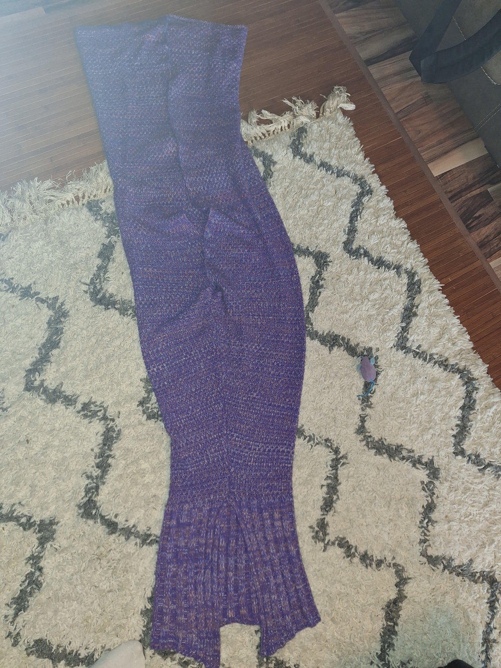 Purple Knit Mermaid Blanket